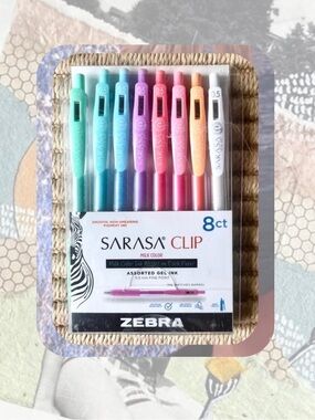 🎉🎉Zebra Sarasa Gel Clip Retractable Fine Point Pens Pastel Assorted Set of 8